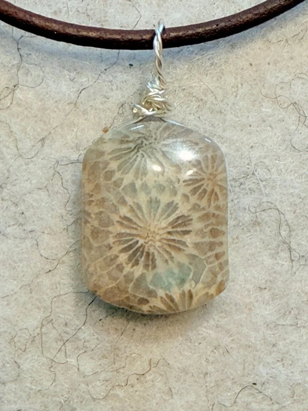 Coral Fossil Lucky Pick Necklace | Natural Stone Pendant